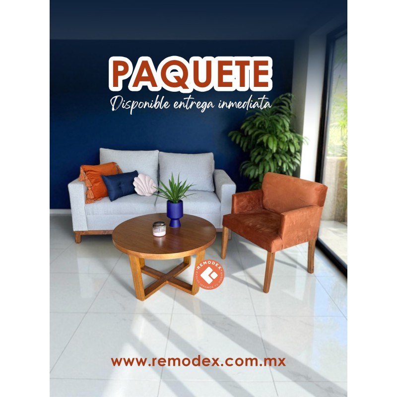 PAQUETE LOVE SEAT SOFÍA 1.70M + SILLETA CON BRAZOS