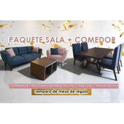 PAQUETE SOFÁ OVAL/INDIVIDUAL OVAL/COMEDOR 4P TORONTO/DUBAI