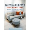 PAQUETE SOFÁ OVAL + TABURETE CAPITONADO