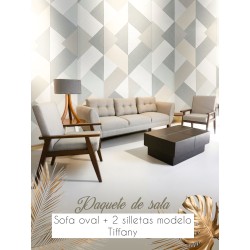PAQUETE SOFÁ OVAL/ 2 SILLETAS TIFFANY