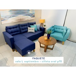 PAQUETE SOFÁ SEPTIEMBRE/TABURETE/INDIVIDUAL OVAL P70