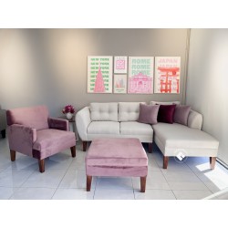 PAQUETE SOFÁ OVAL L / SILLETA MOSCU / TABURETE