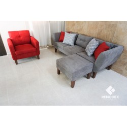 PAQUETE SOFÁ OVAL + TABURETE + SILLETA CURVA