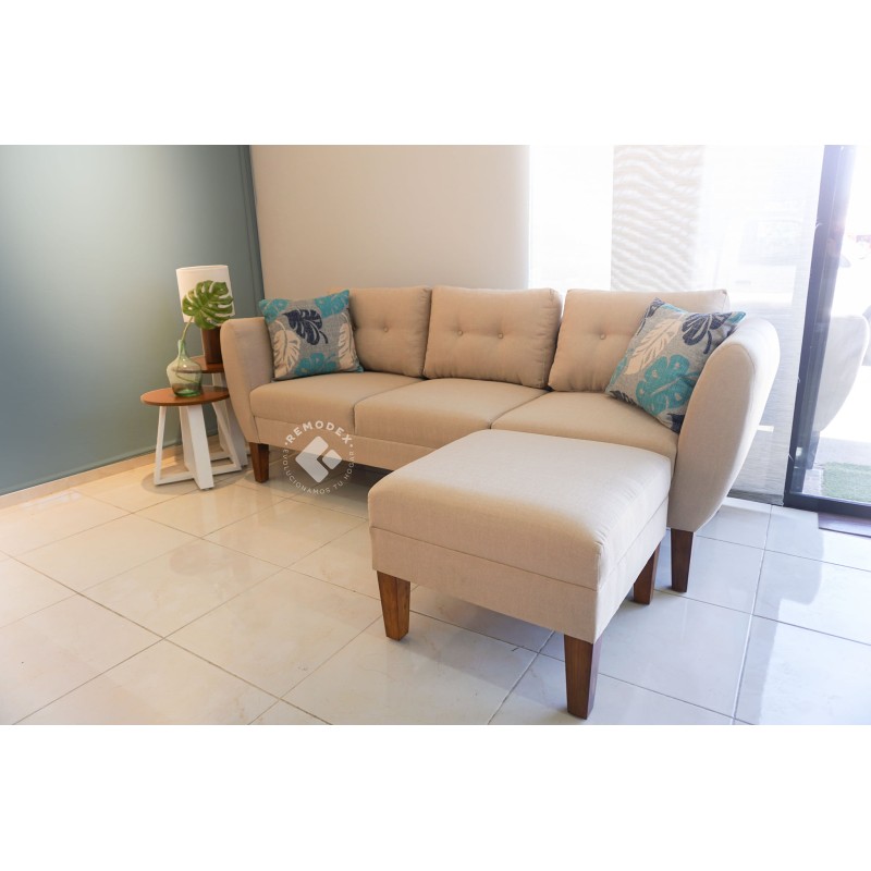 PAQUETE SOFÁ OVAL + TABURETE