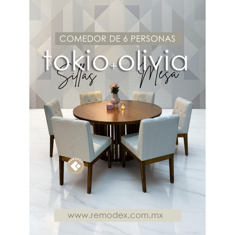 COMEDOR 6P CIRCULAR OLIVIA /TOKIO