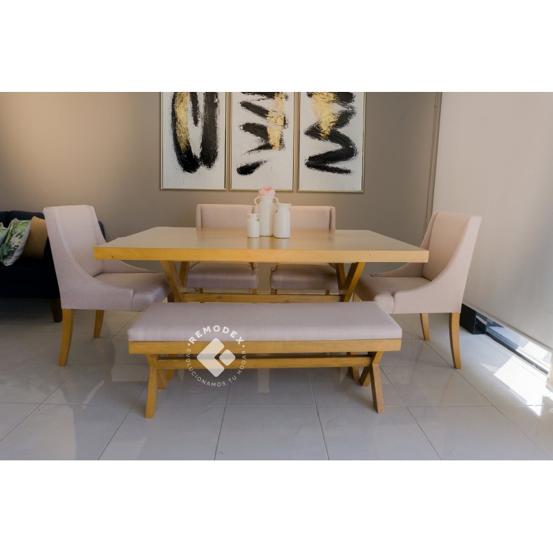 COMEDOR 6P CRUZ/FLOR/BANCA DE CRUZ