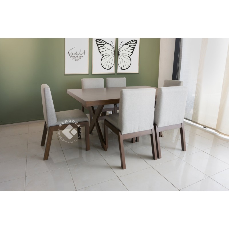 COMEDOR 6P VINTAGE/MESA CRUZ